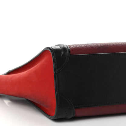 Celine Drummed Calfskin Nubuck Nano Tri-Color Luggage Burgundy 9 of 17