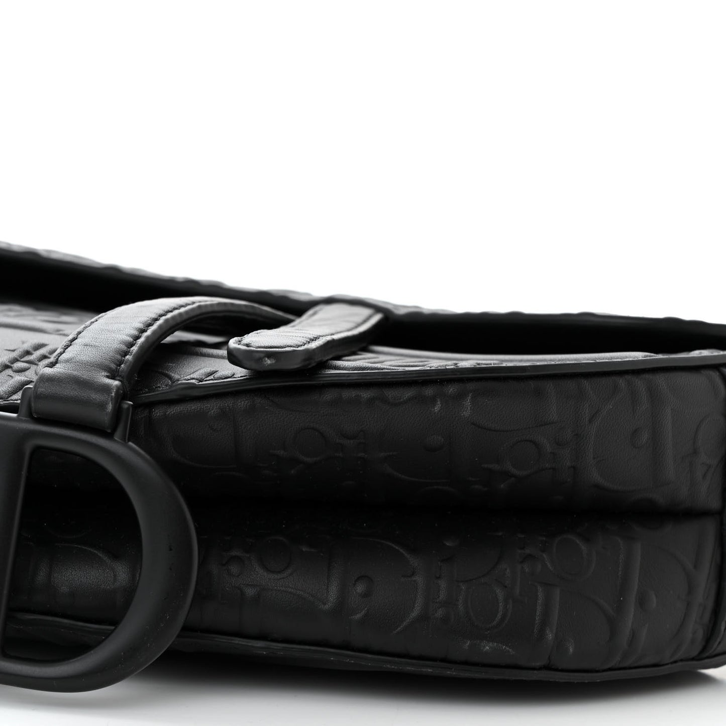 Calfskin Embossed Oblique Saddle Bag Black