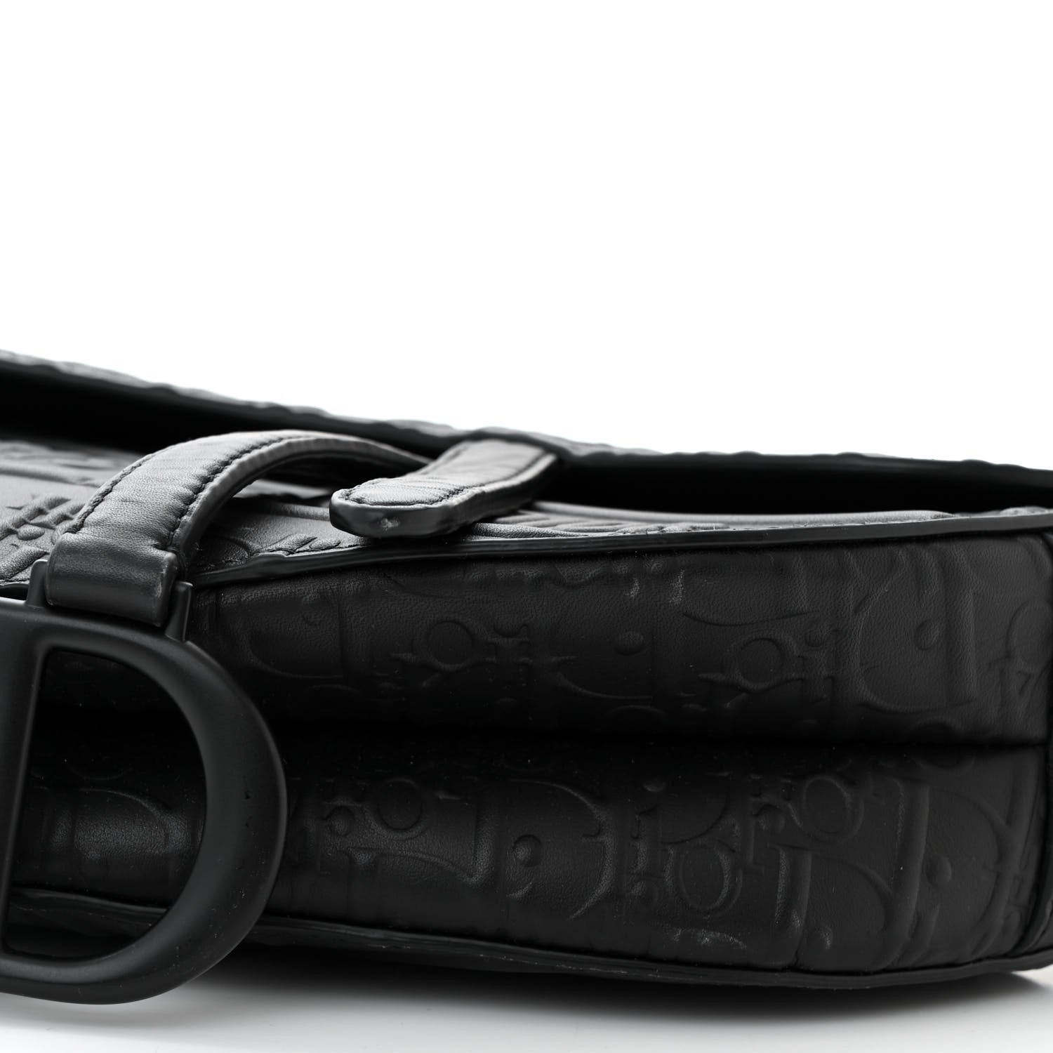 Christian Dior Calfskin Embossed Oblique Saddle Bag Black 10 of 10