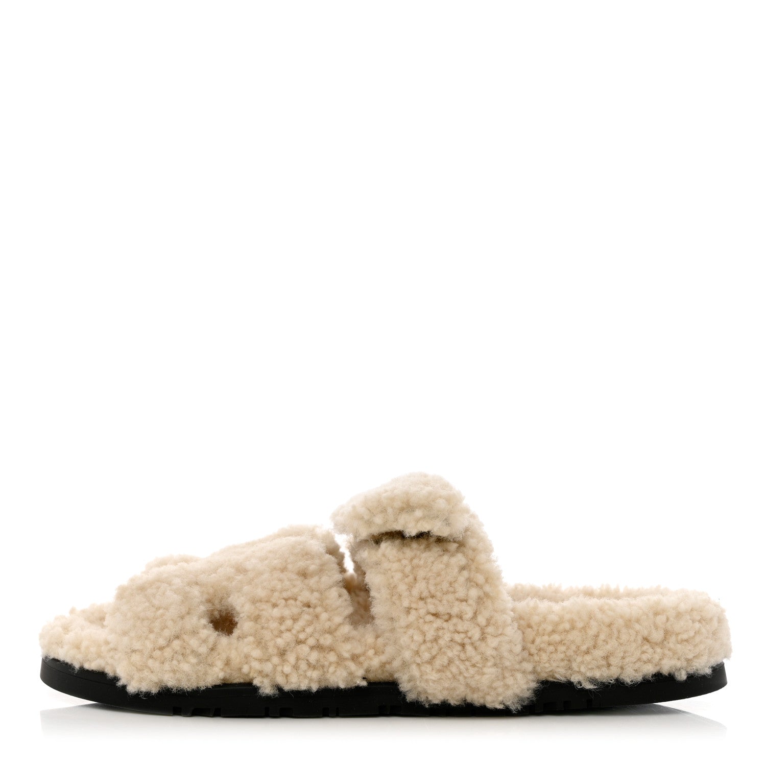 Hermes Woolskin Womens Chypre Sandals 37 Ecru 1 of 9