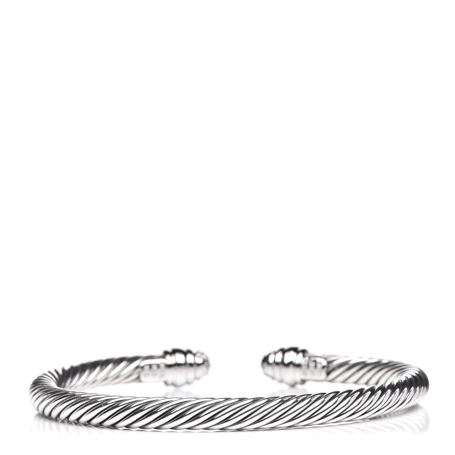 David Yurman Sterling Silver Pave Diamond 5mm Cable Classics Bracelet 3 of 5