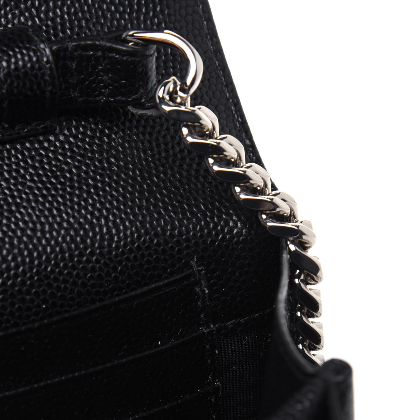 Grain De Poudre Matelasse Chevron Monogram Chain Wallet Black