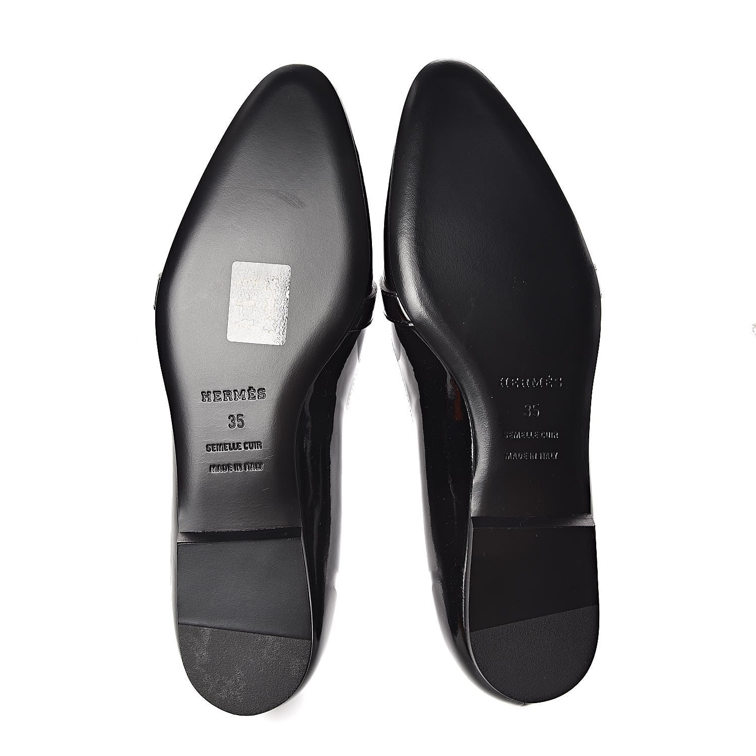 Hermes Patent Pegase Ballerina Flats 35 Black 5 of 9