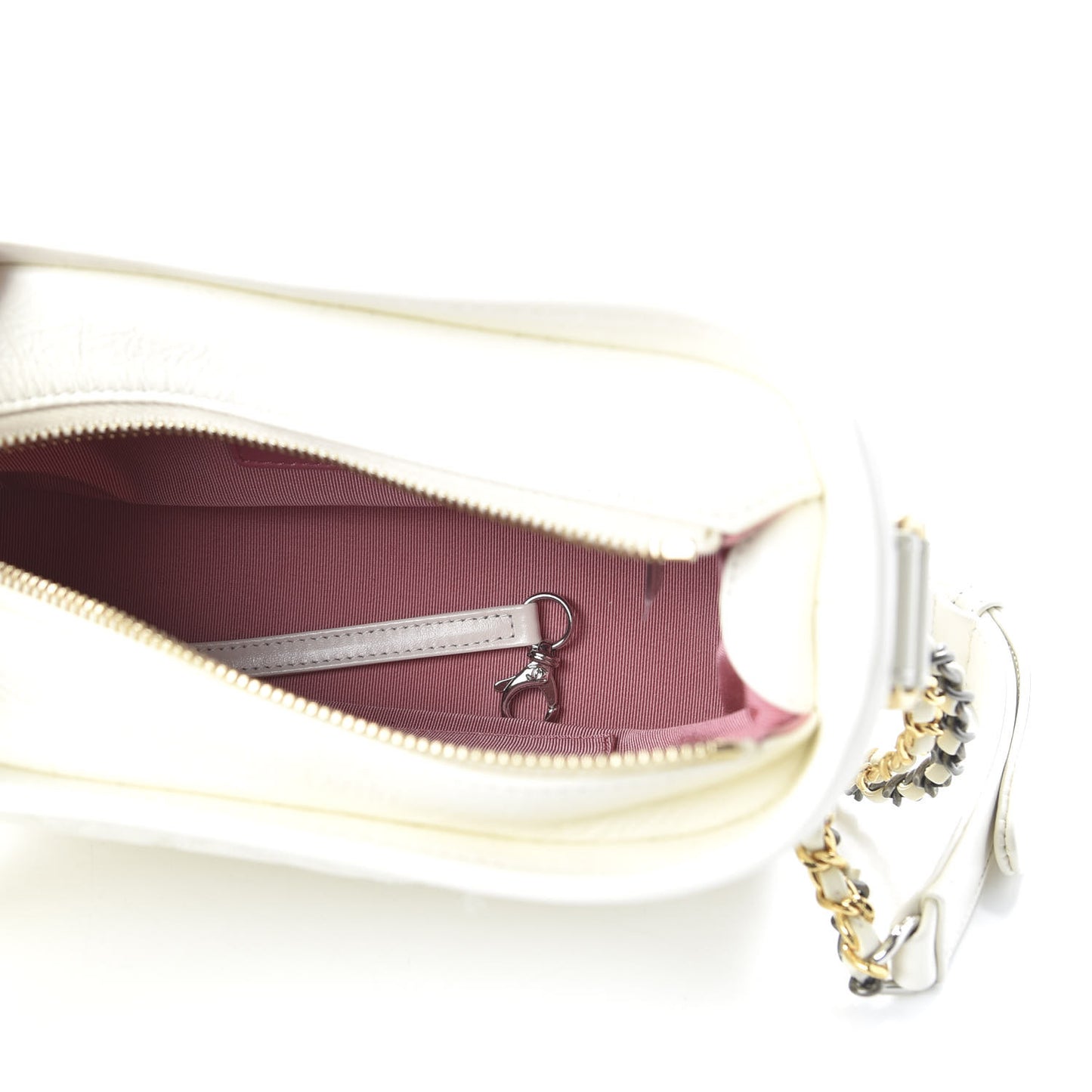 Aged Calfskin Quilted Small Gabrielle Hobo White