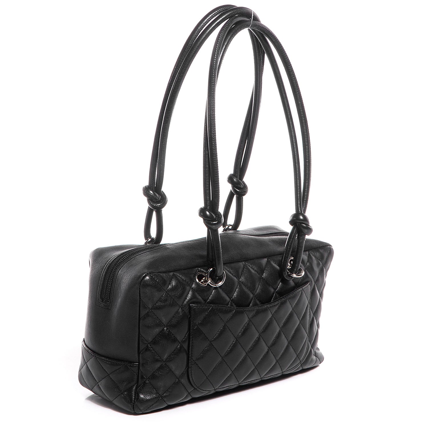 Chanel Calfskin Quilted Large Cambon Bowler Black White 3 of 7