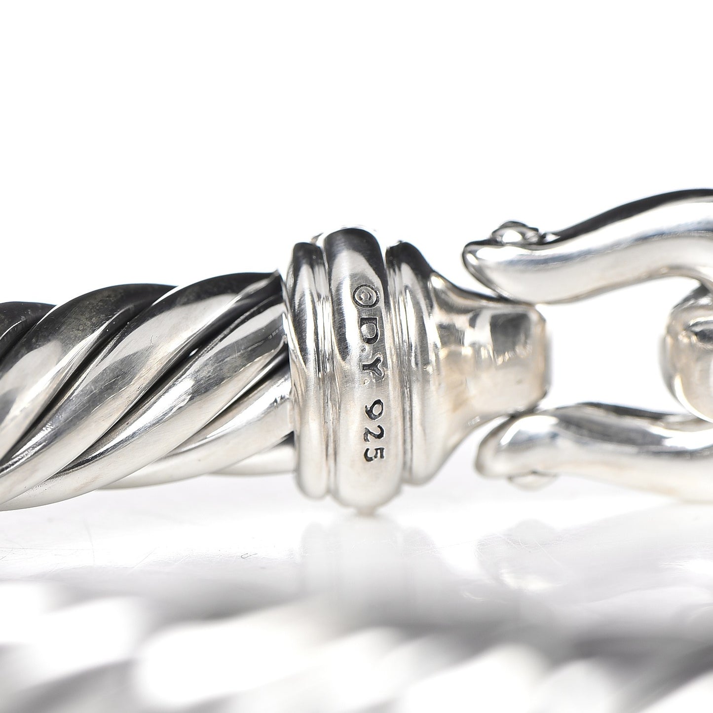 Sterling Silver Diamond 8.5mm Cable Buckle Bracelet