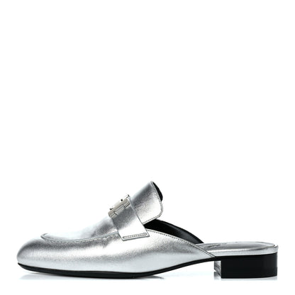 Hermes Metallic Nappa Trocadero Mule 37.5 Gris Argento 1 of 16