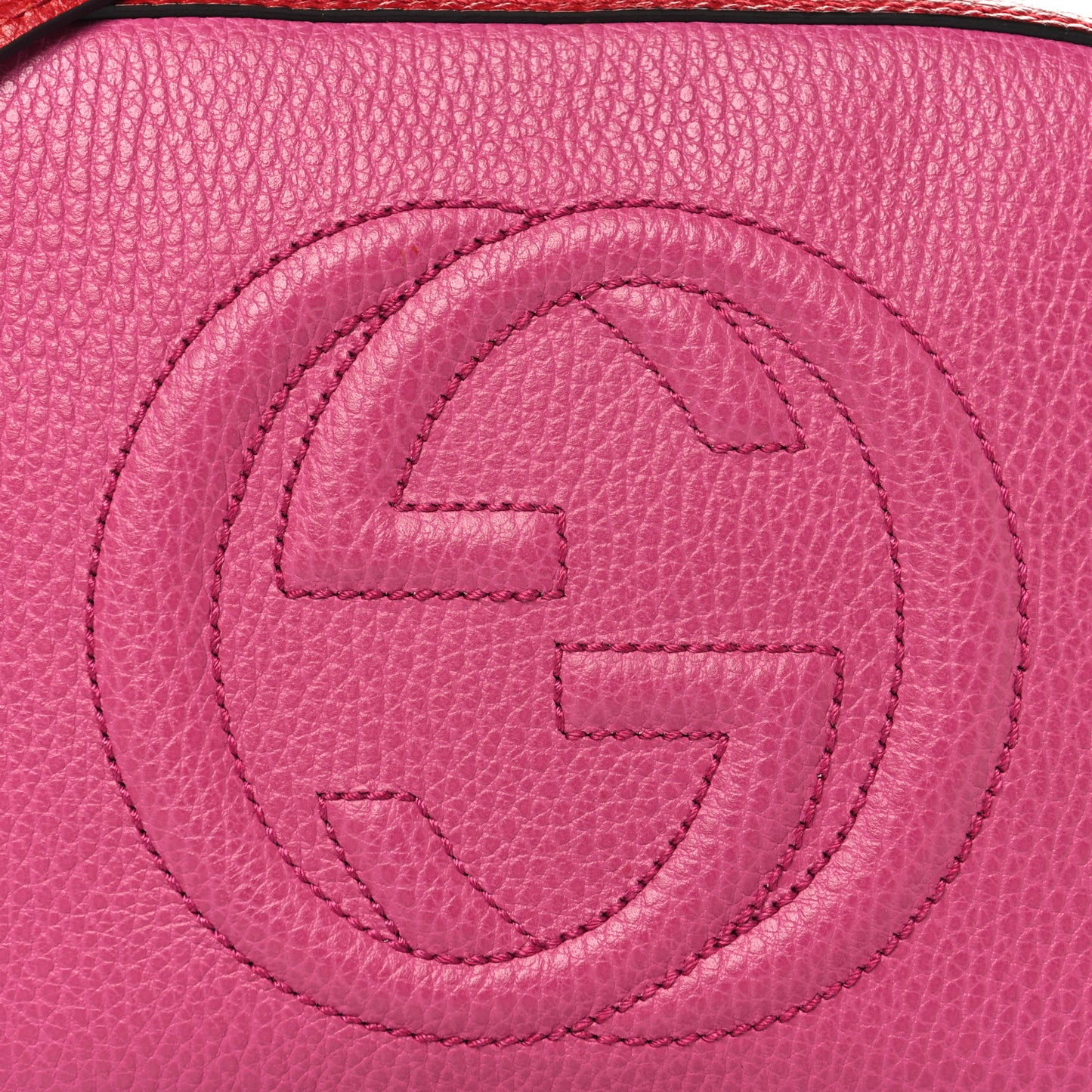 Dollar Calfskin Bi-Color Small Soho Disco Bag New Rosette Hibiscus Red
