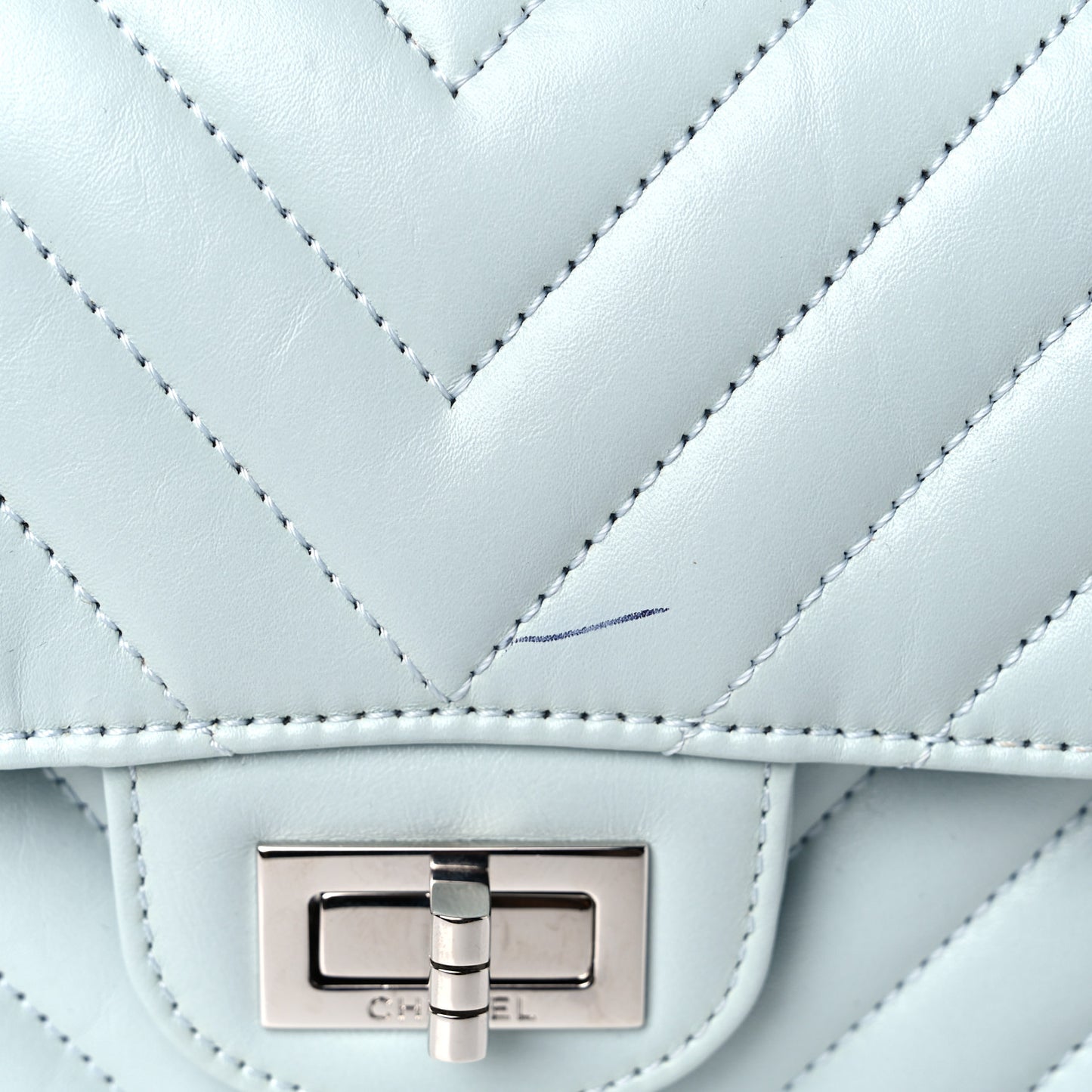 Aged Calfskin Chevron Quilted 2.55 Reissue Mini Flap Light Blue