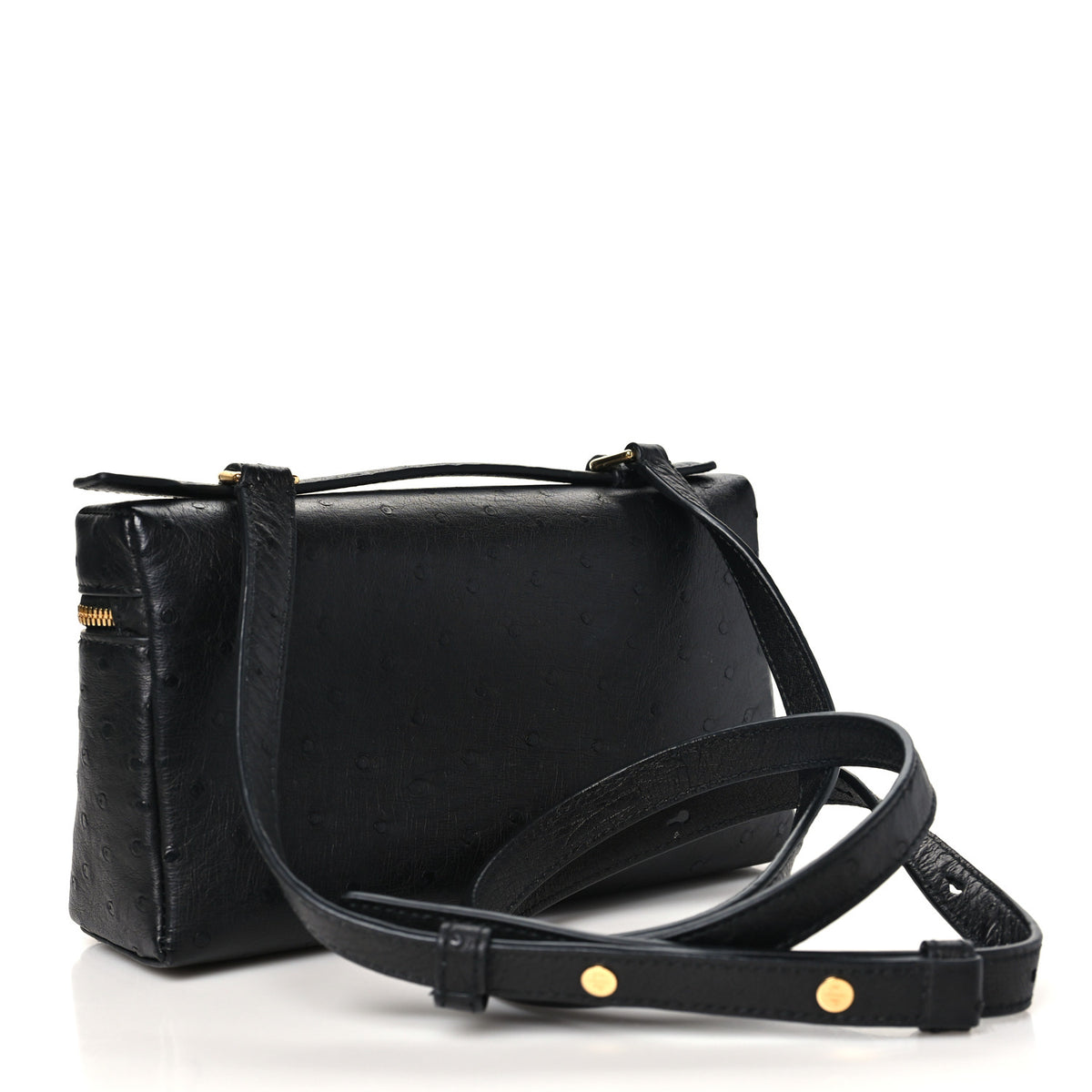 Loro Piana Ostrich L19 Extra Pocket Pouch Black 3 of 9