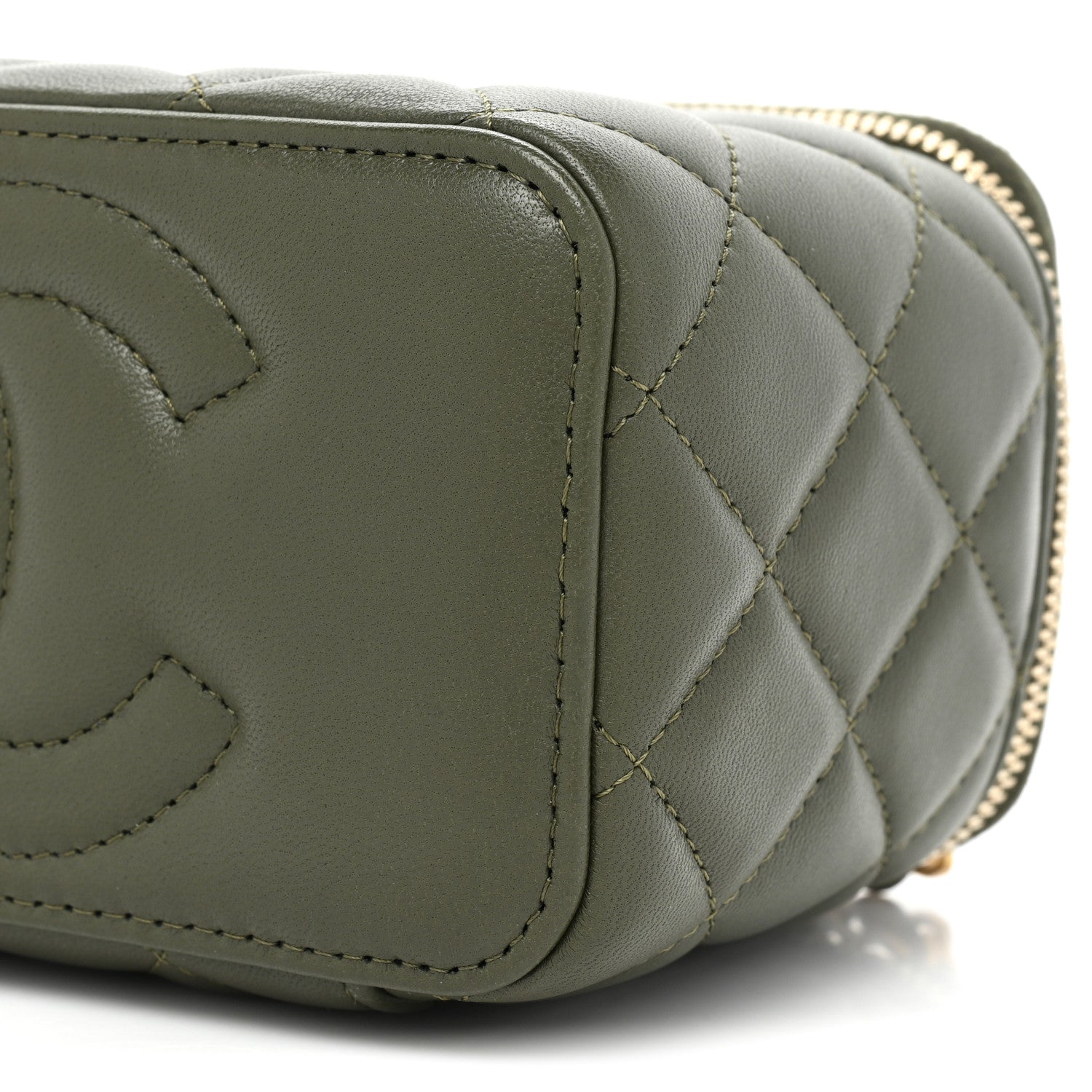 Chanel Lambskin Quilted Pick Me Up Vanity Case Khaki 8 of 10