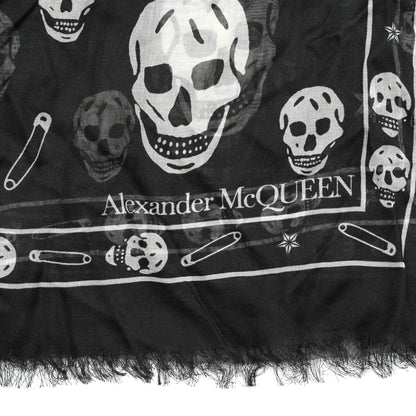 Alexander McQueen Silk Chiffon Punk Skull Scarf Black Ivory 3 of 4