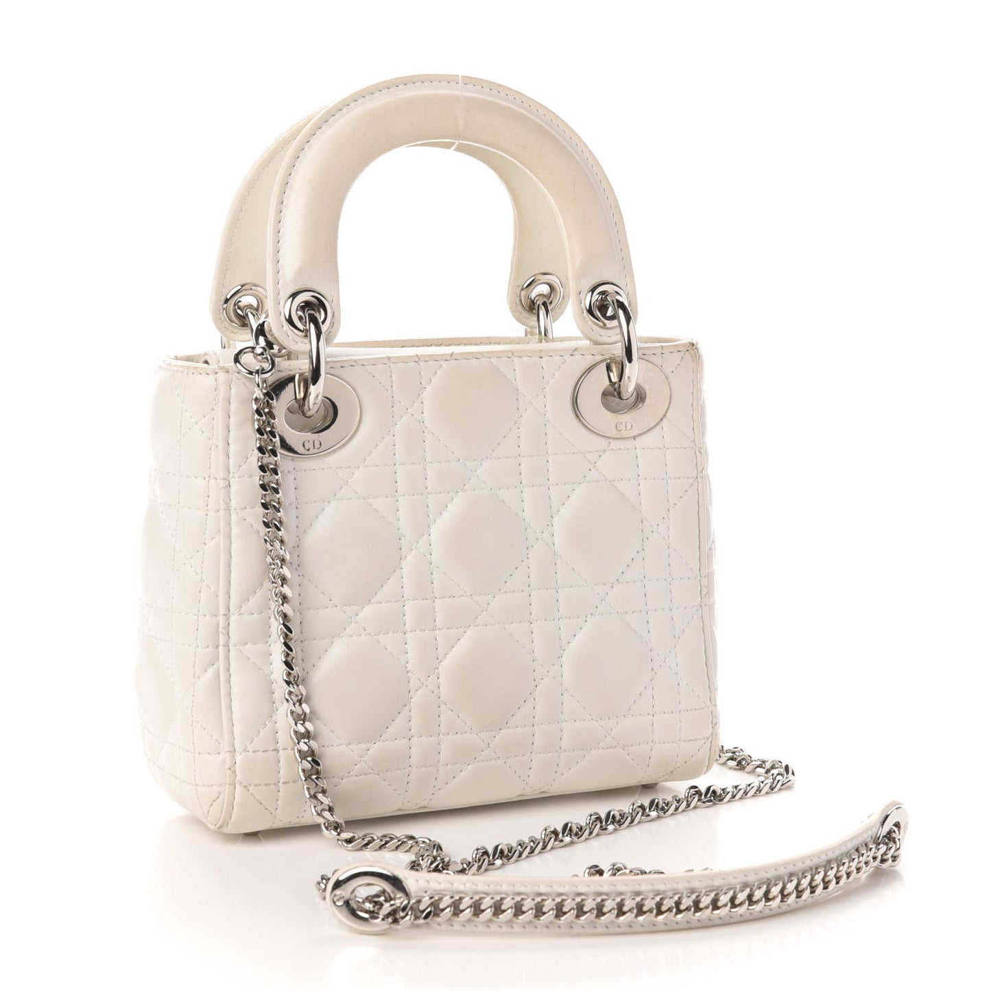 Lambskin Cannage Mini Lady Dior White