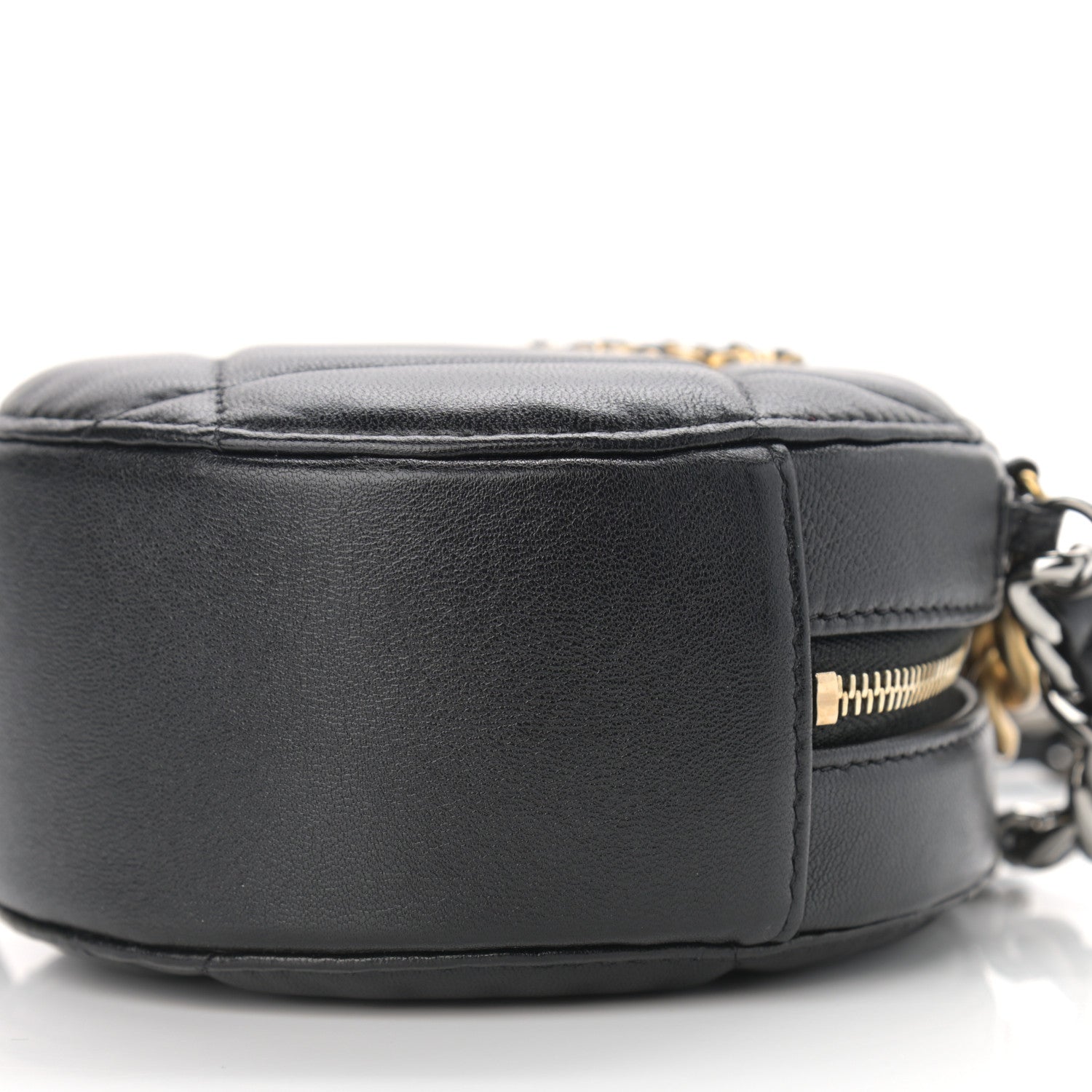 Chanel Shiny Goatskin Quilted Chanel 19 Round Clutch With Chain Black 10 of 11