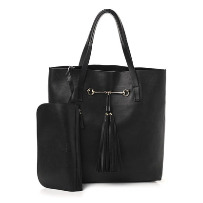 Gucci Calfskin Large Horsebit Tote Black 1 of 8