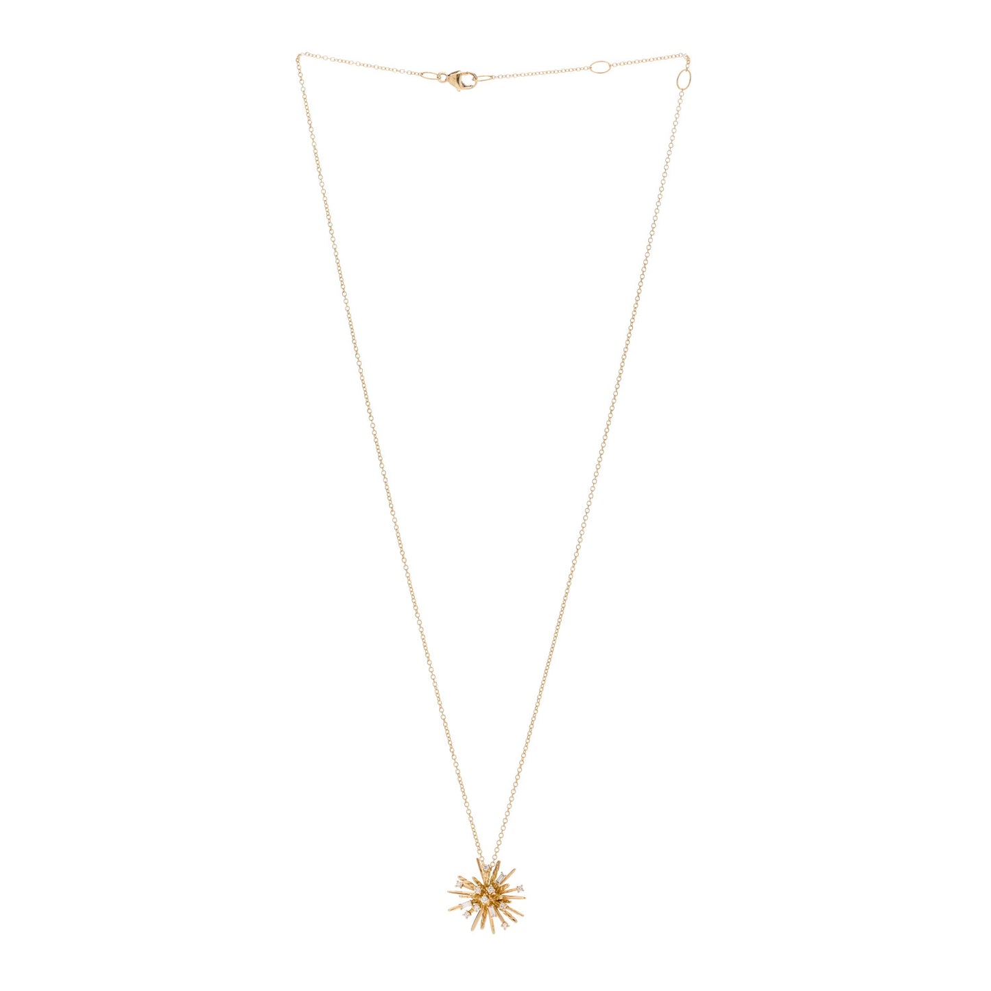 18K Yellow Gold Diamond Small Supernova Pendant Necklace