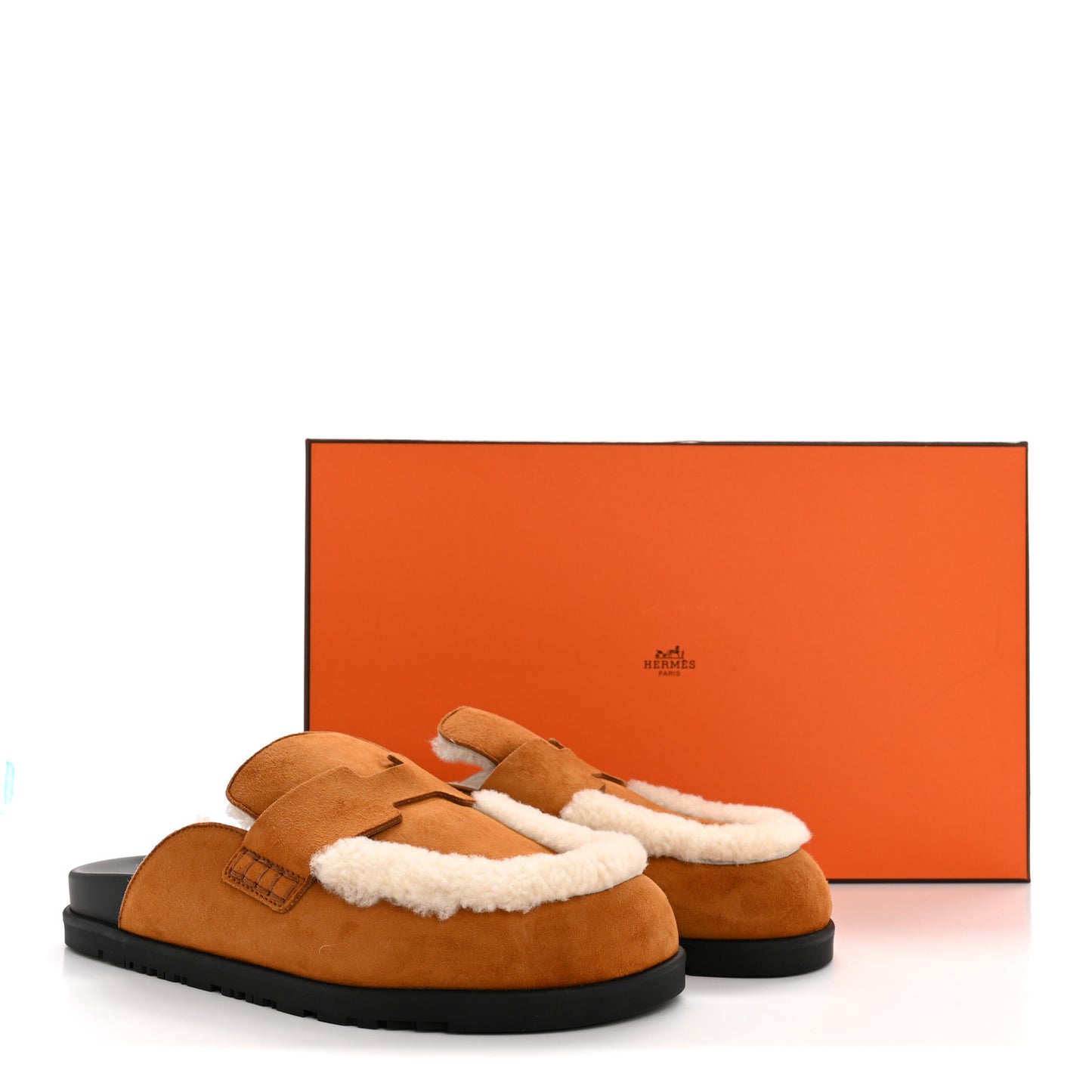 Suede Goatskin Shearling Go Mules 38 Beige Kraft Ecru