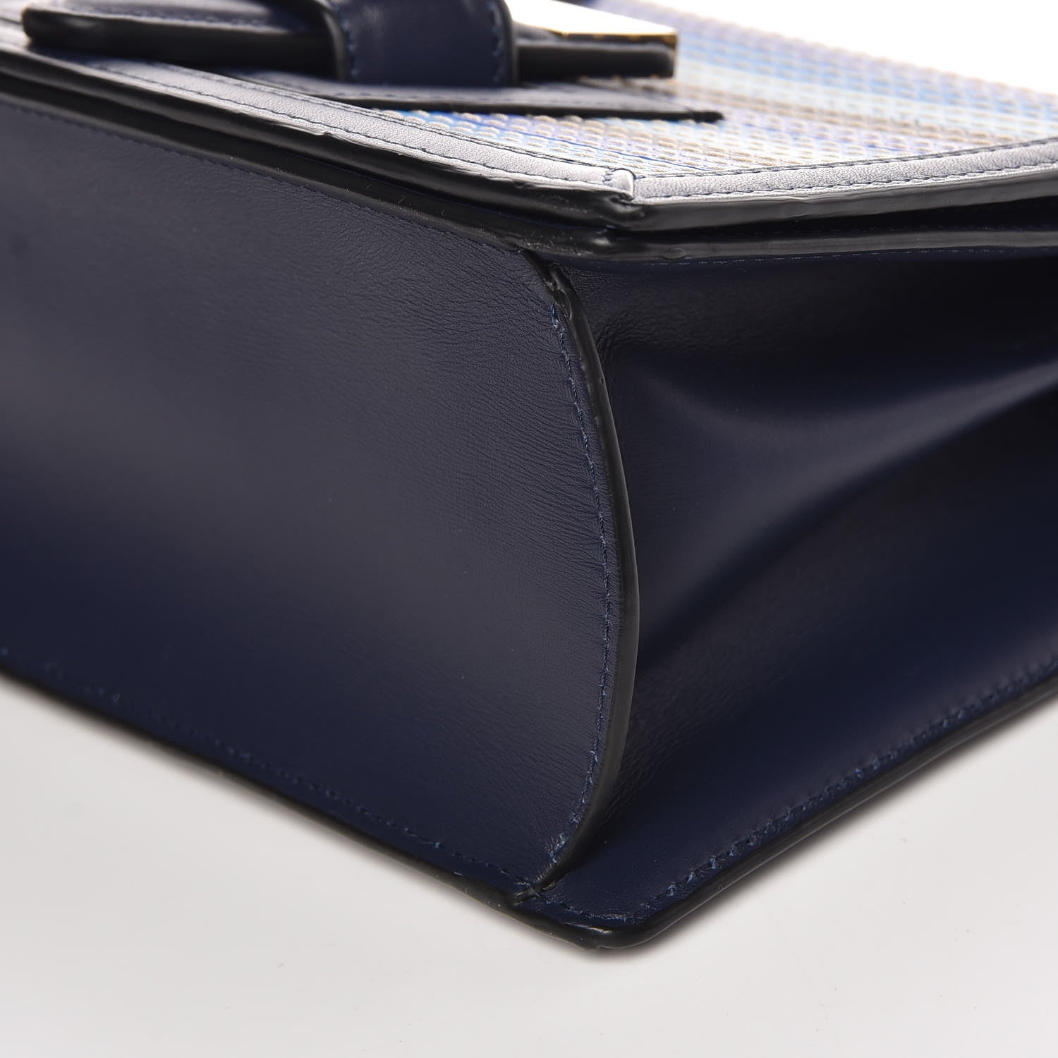 Loewe Calfskin Stitches Barcelona Shoulder Bag Blue 8 of 8