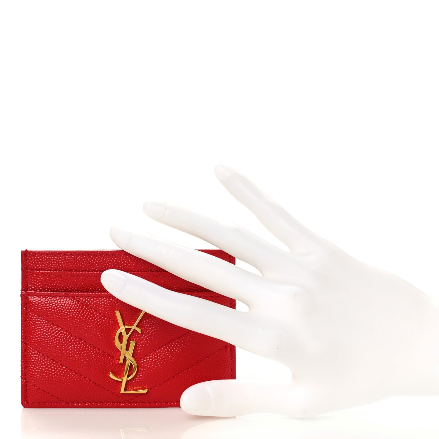 Grain De Poudre Matelasse Chevron Monogram Credit Card Case New Red