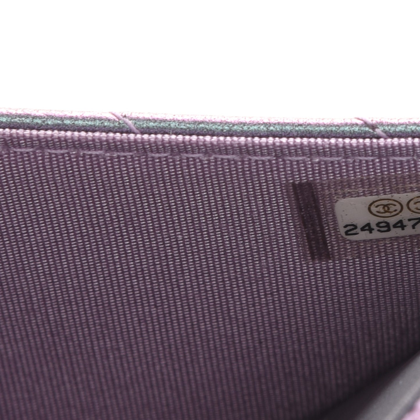Iridescent Lambskin Chevron Quilted Reissue Wallet On Chain WOC Light Purple