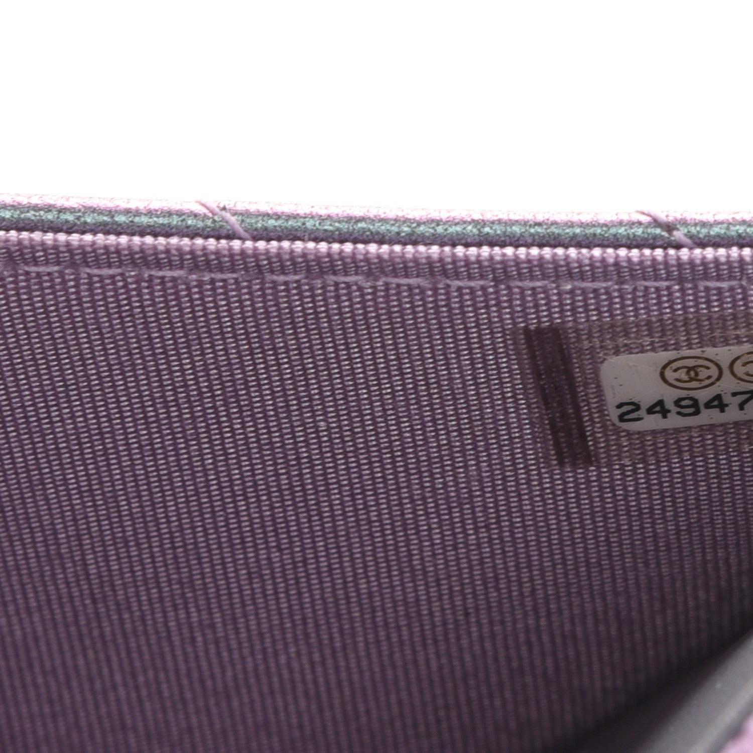 Chanel Iridescent Lambskin Chevron Quilted Reissue Wallet On Chain WOC Light Purple 8 of 9