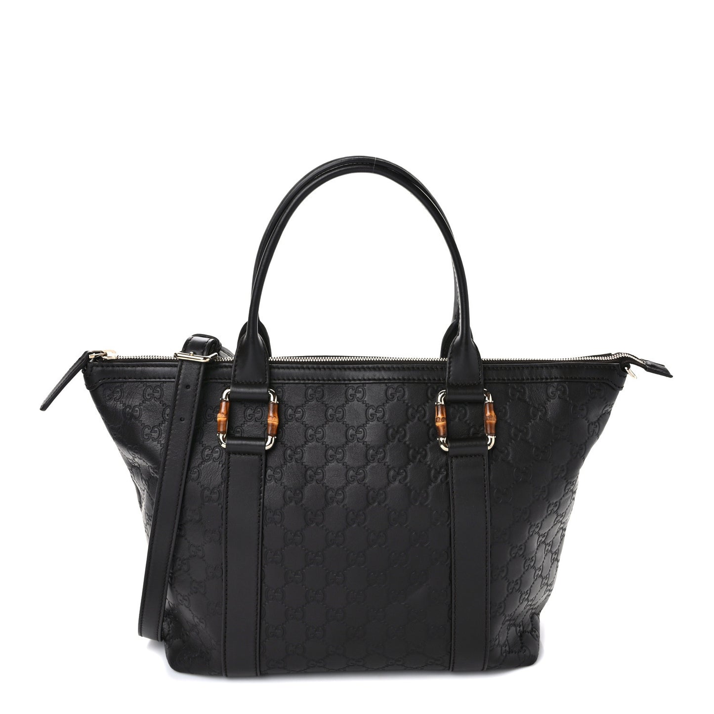 Guccissima Bamboo Top Handle Tote Dark Brown