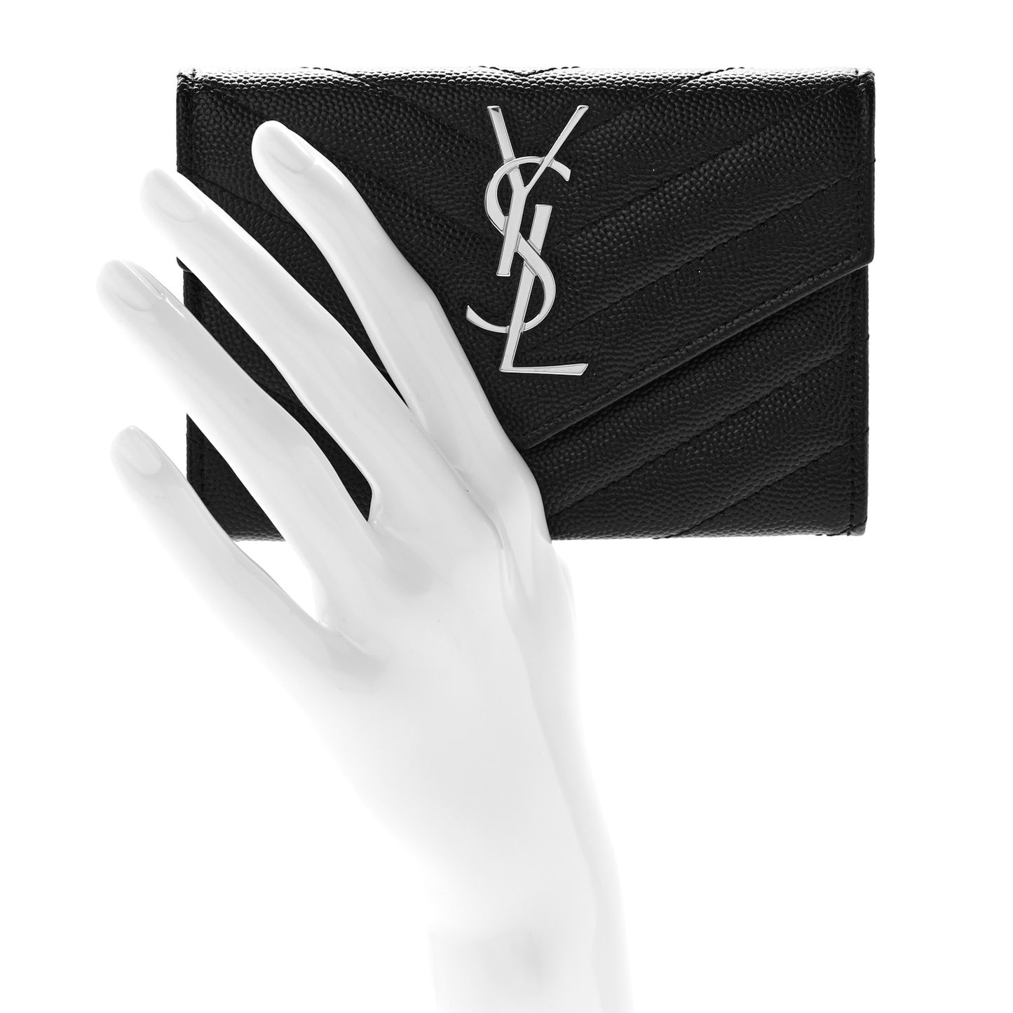Grain De Poudre Matelasse Chevron Small Monogram Envelope Wallet Black