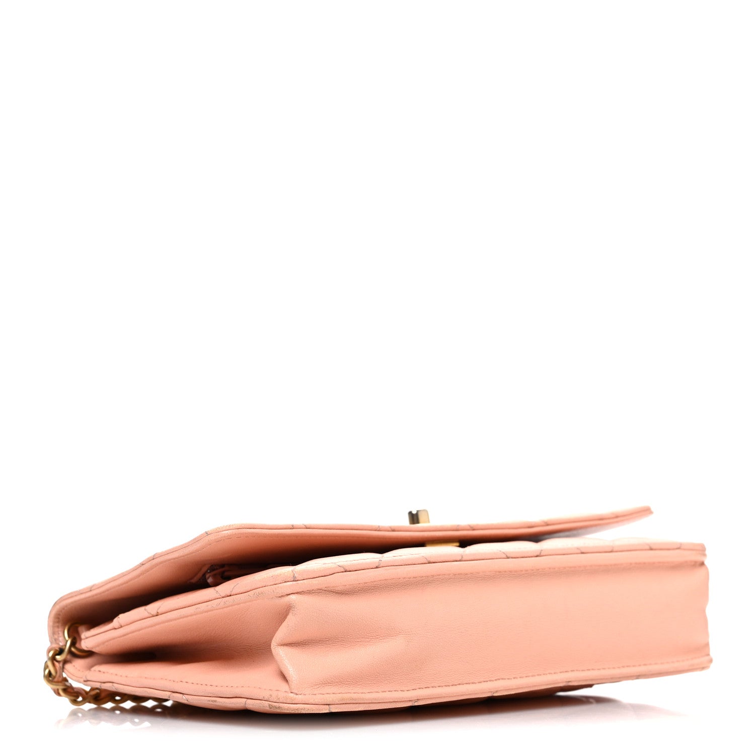 Chanel Lambskin Quilted CC Pearl Crush Wallet on Chain WOC Light Orange 4 of 12