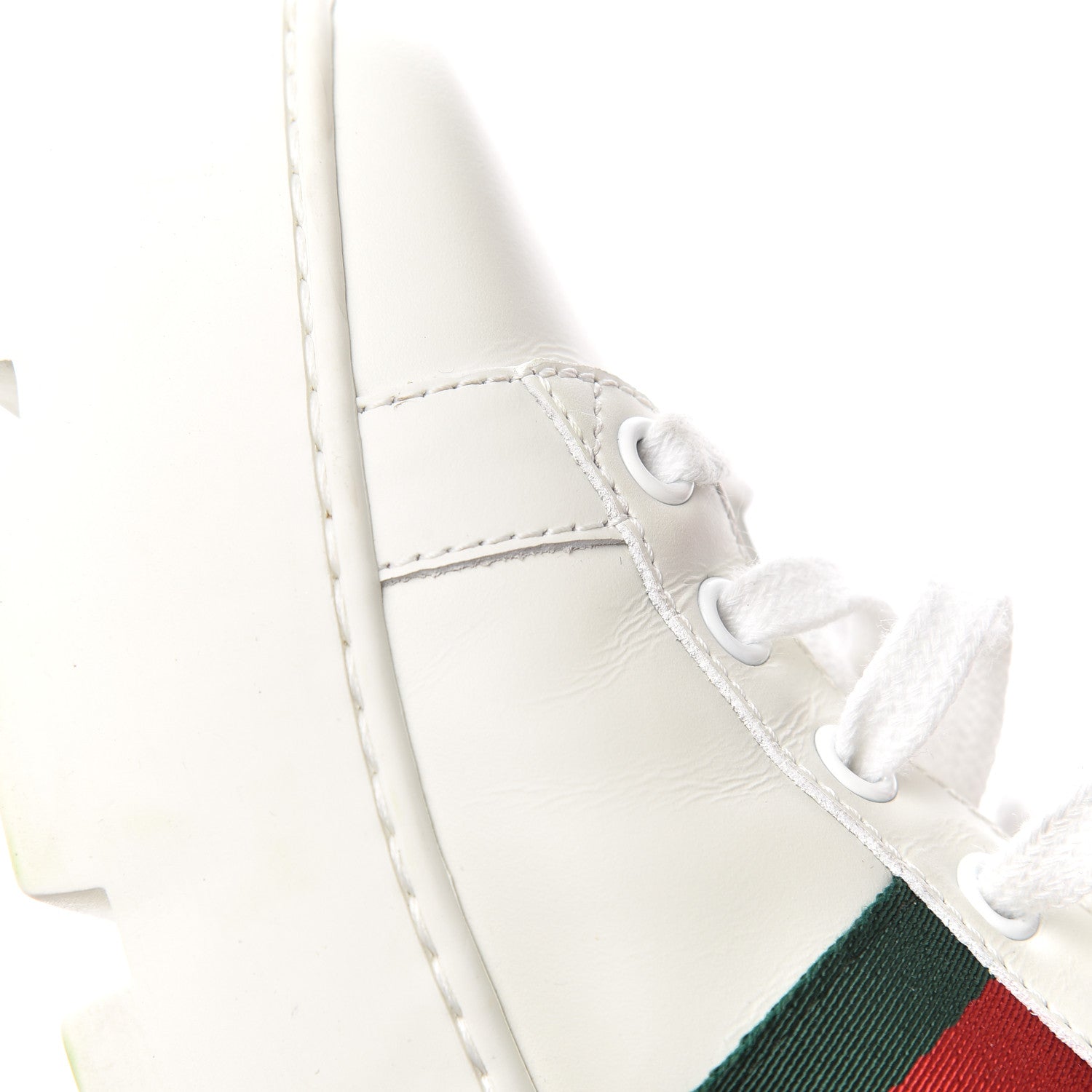 Gucci Calfskin Web Bee Embroidered Womens Ace Platform Sneakers 39.5 White 9 of 14
