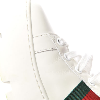Gucci Calfskin Web Bee Embroidered Womens Ace Platform Sneakers 39.5 White 9 of 14