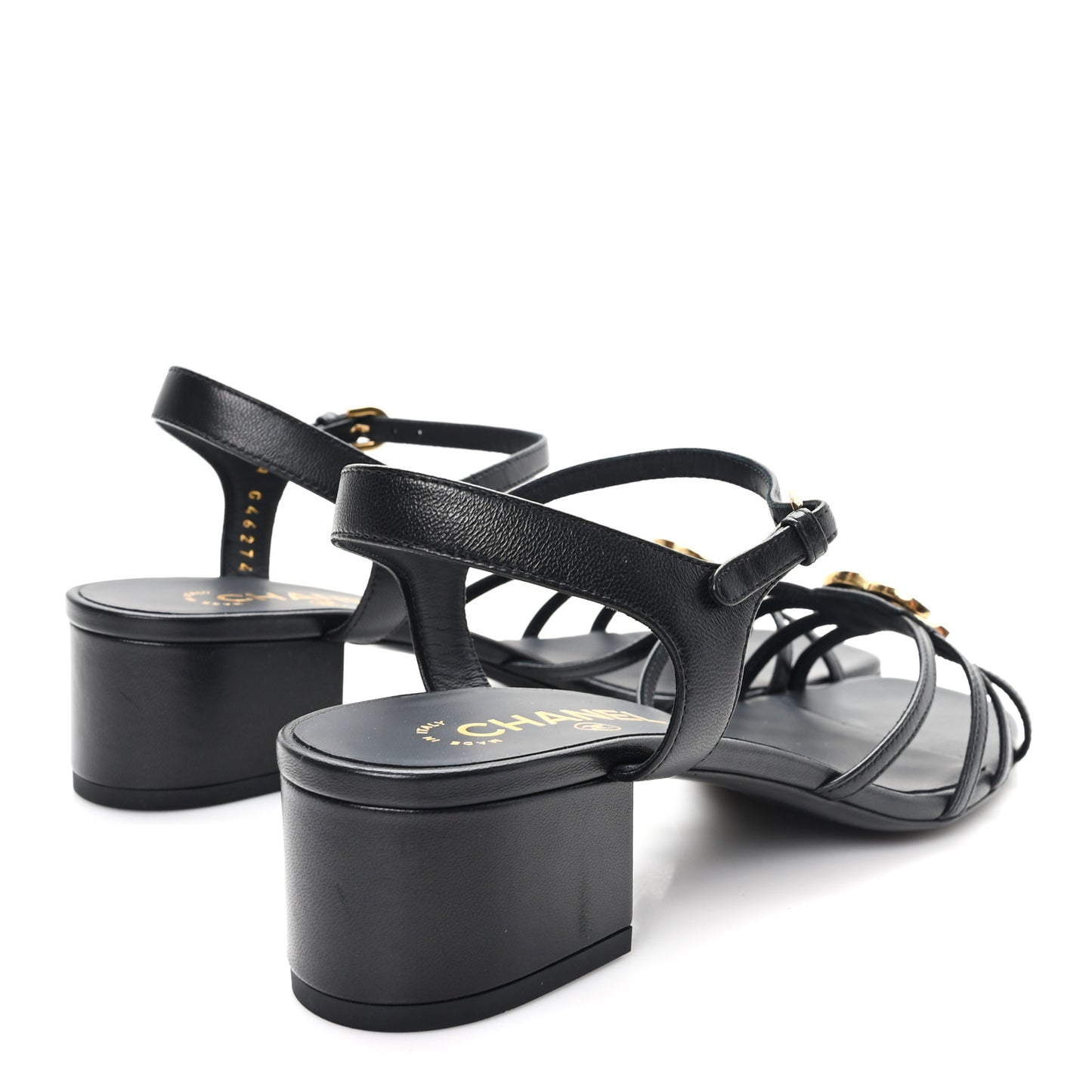 Lambskin Crystal CC Sandals 40 Black