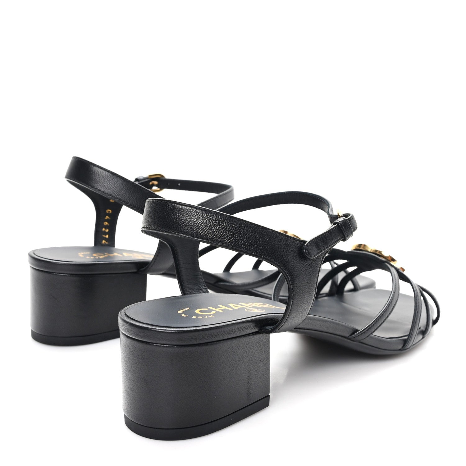 Chanel Lambskin Crystal CC Sandals 40 Black 5 of 10
