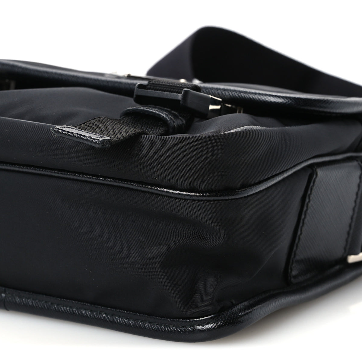 Prada Re-Nylon Saffiano Pocket Double Snap Buckle Shoulder Bag Black 11 of 11