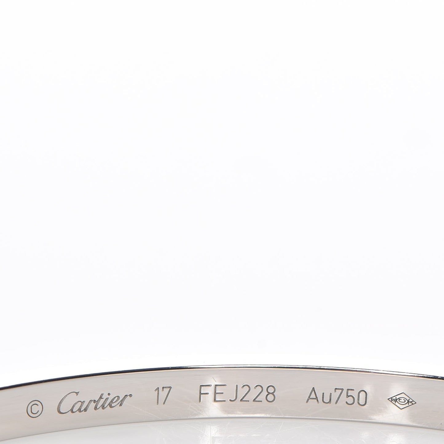 18K White Gold 10 Diamond Small LOVE Bracelet 17