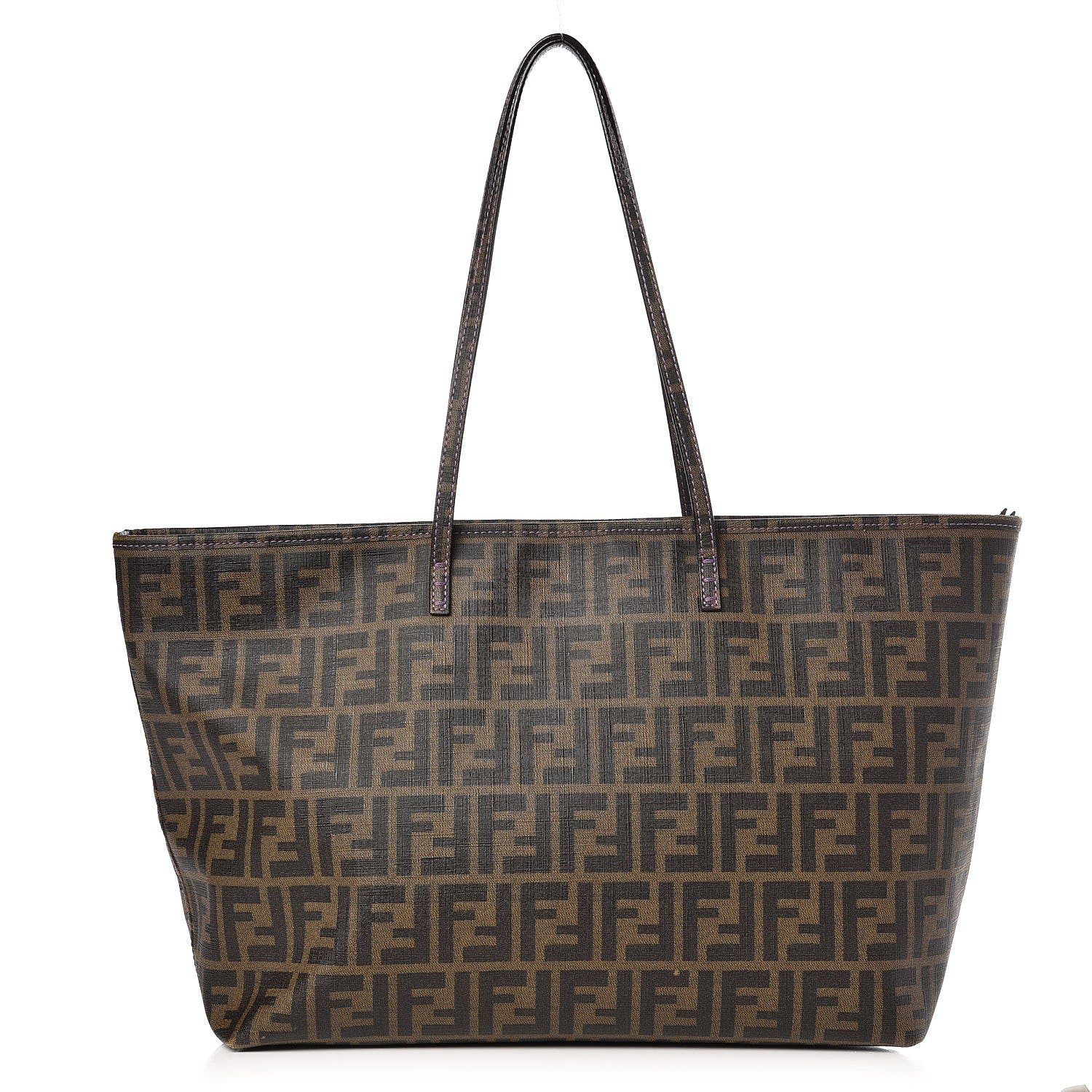 Fendi Zucca Spalmati Small Roll Tote Tobacco Viola 1 of 10