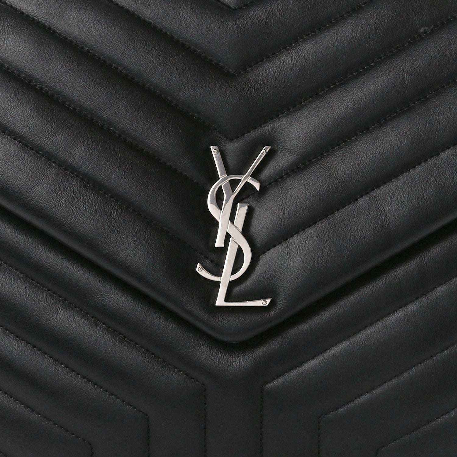Saint Laurent Calfskin Y Quilted Monogram Large Loulou Chain Satchel Black 9 of 11