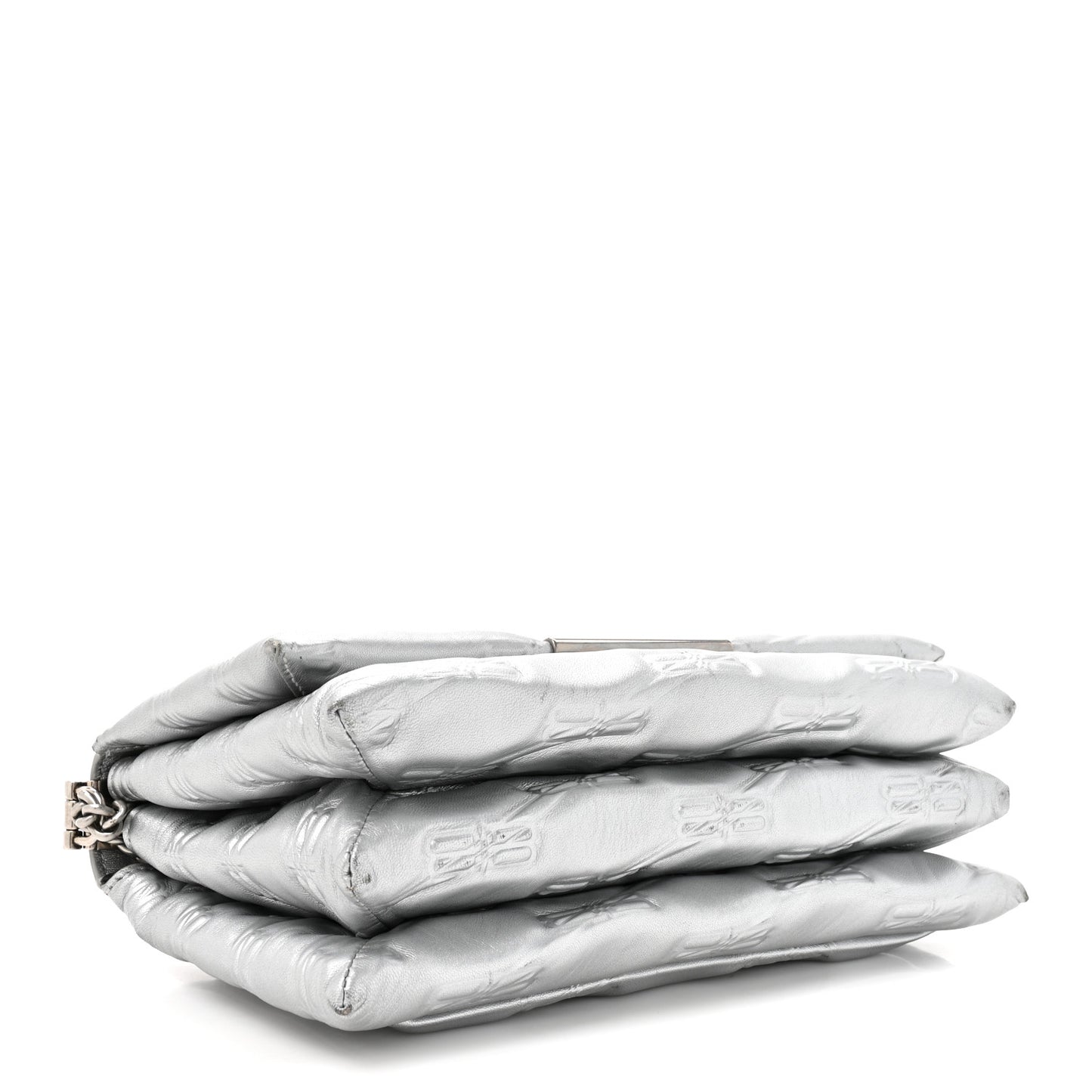Nappa Allover License BB Monogram Embossed Medium Triplet Bag Silver