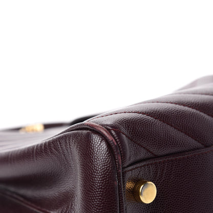 Saint Laurent Grain de Poudre Matelasse Chevron Large Monogram Shopping Bag Amarena 7 of 21