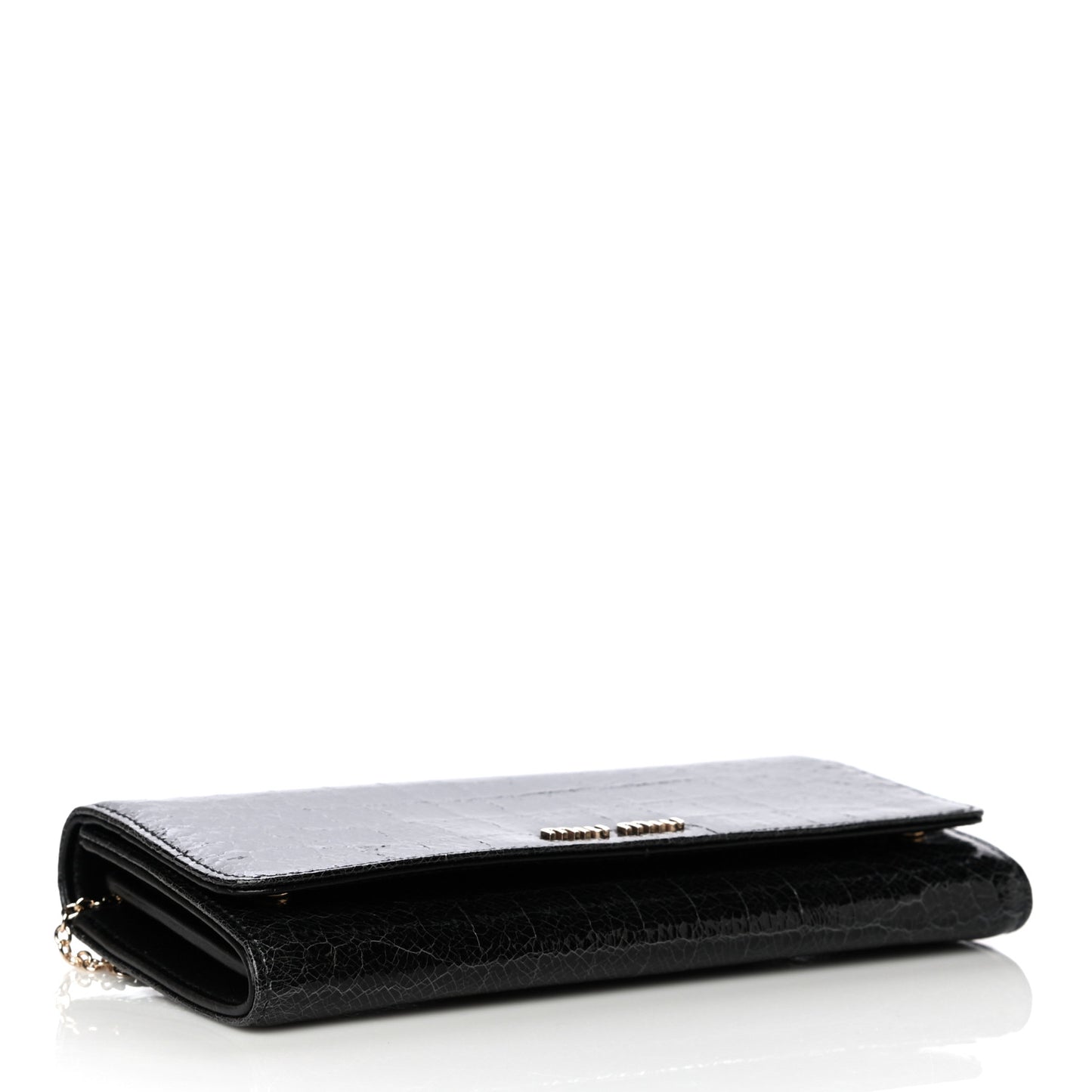 Patent Embossed Crocodile Continental Wallet Black