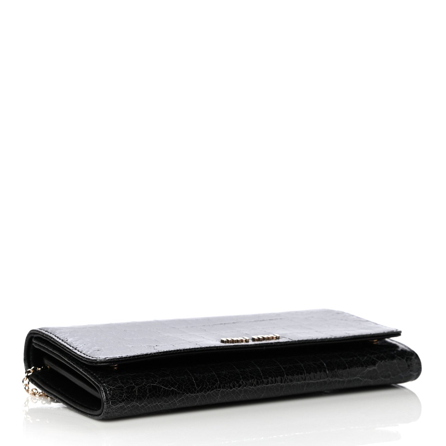 Miu Miu Patent Embossed Crocodile Continental Wallet Black 4 of 10