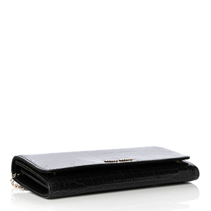 Miu Miu Patent Embossed Crocodile Continental Wallet Black 4 of 10