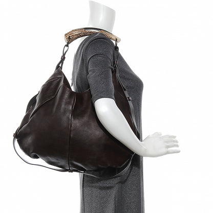 Saint Laurent Leather Mombasa Horn Bag Dark Brown 2 of 8