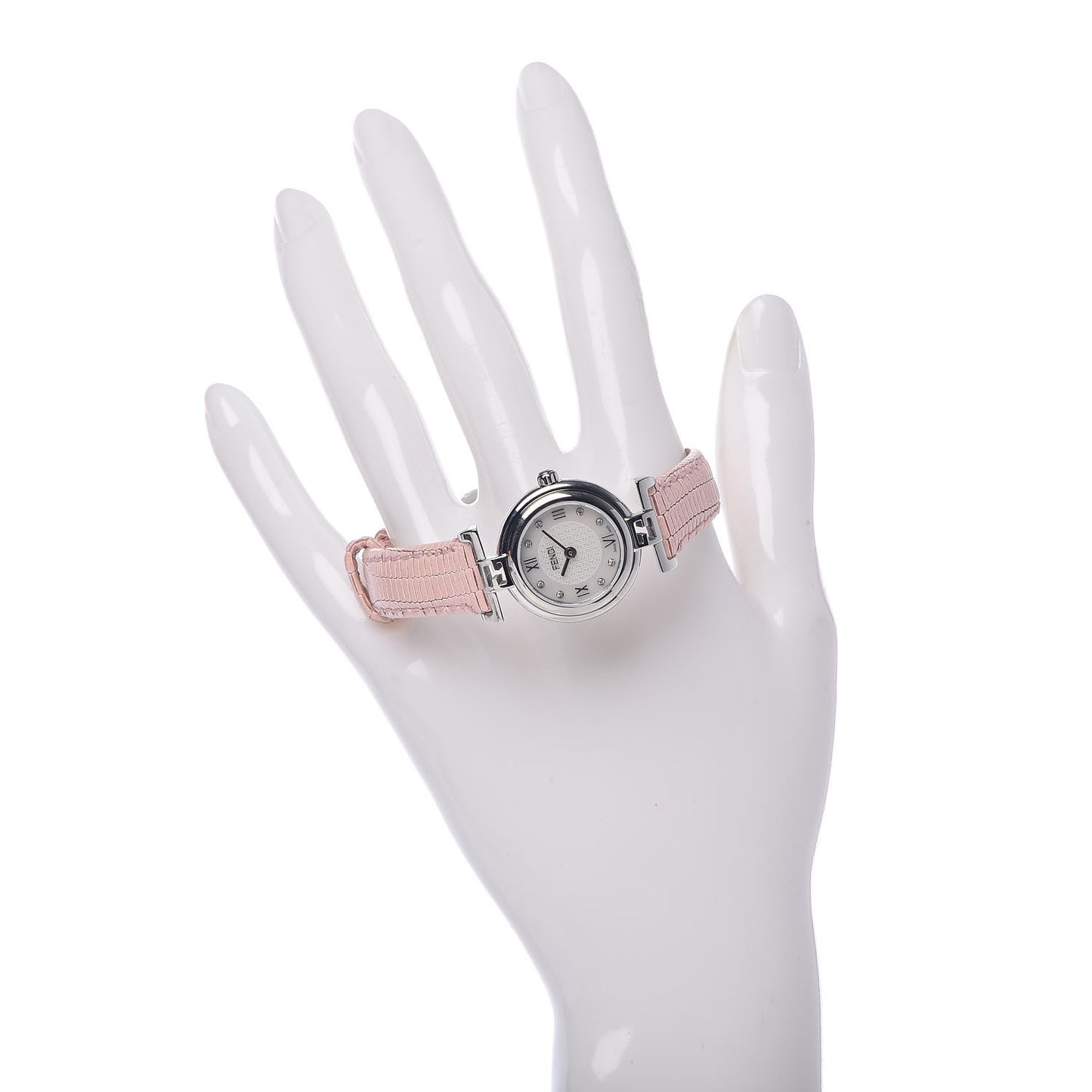 Stainless Steel Calfskin Diamond Pink Mother of Pearl 23mm Moda Quartz Watch
