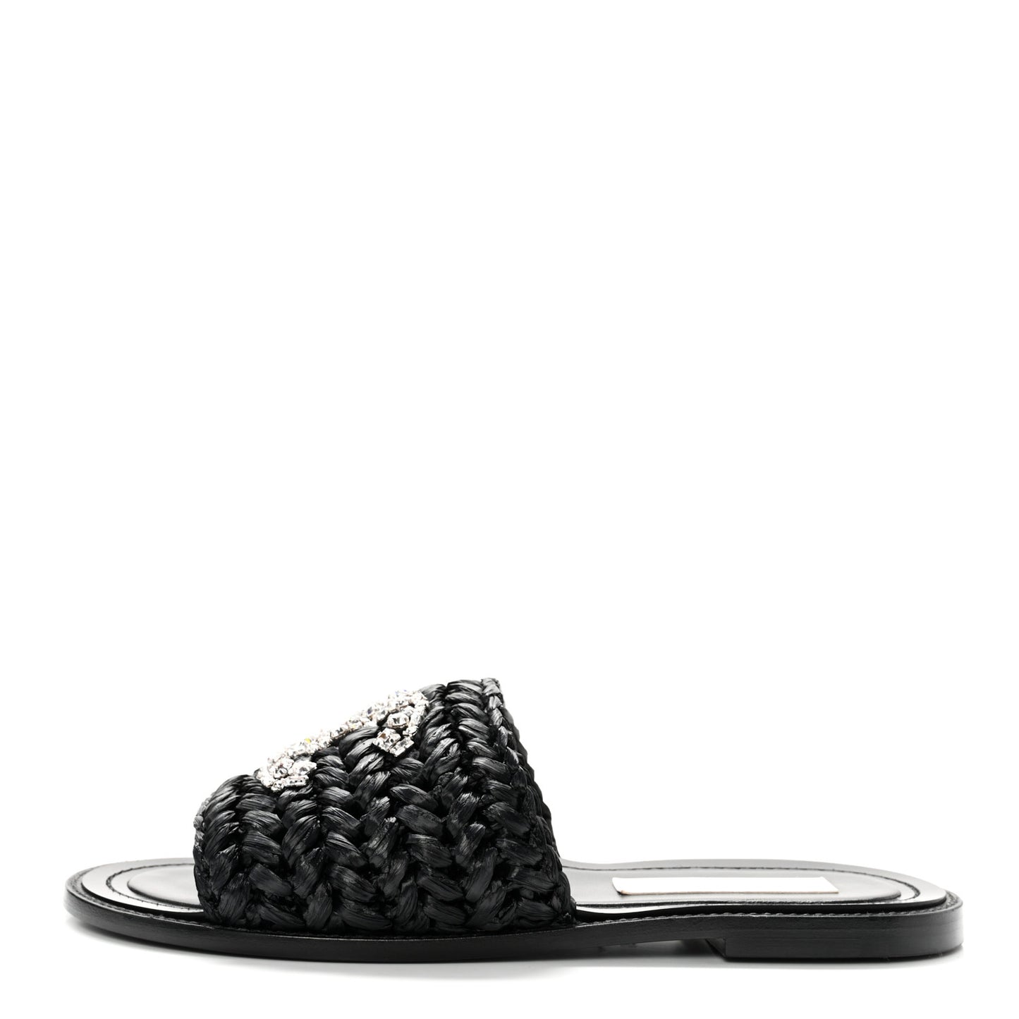 Raffia Crystal CC Mules Sandals 39 Black