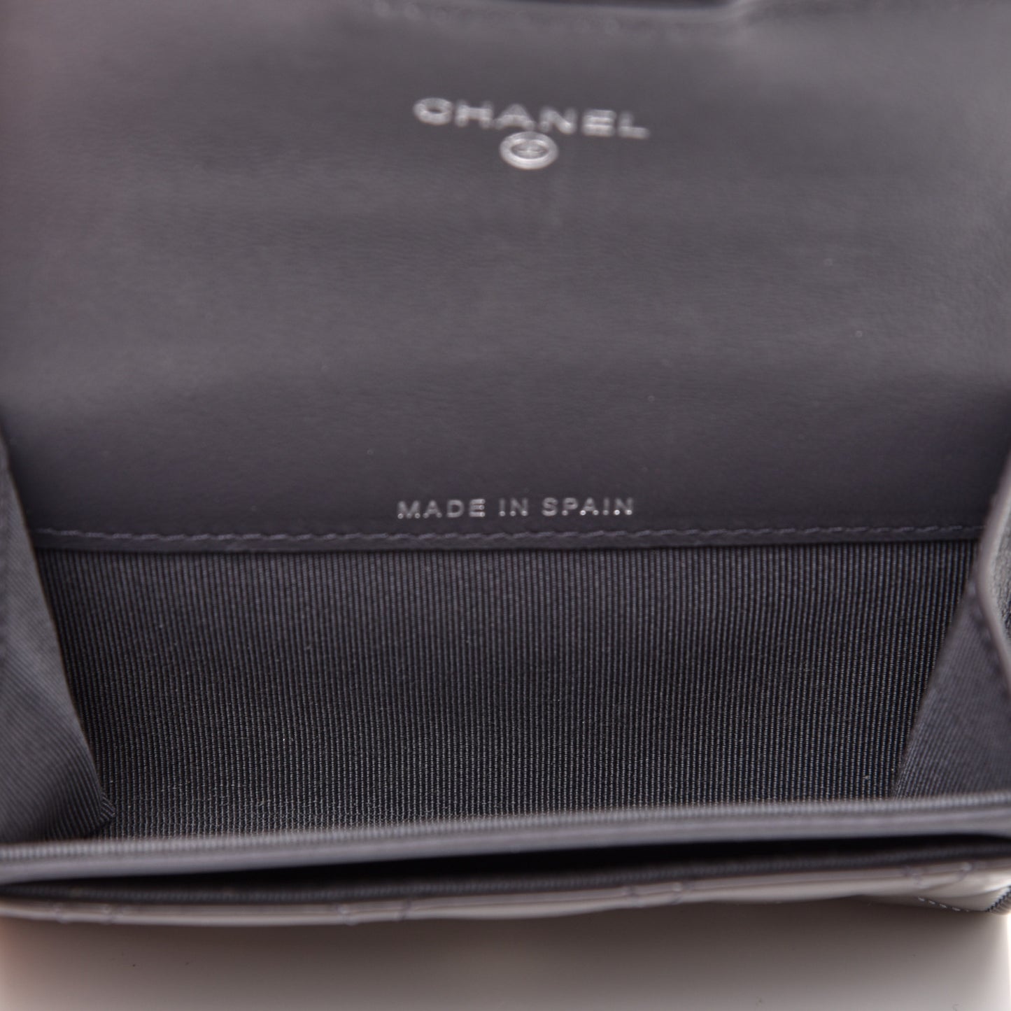 Patent Quilted Flap Card Holder Dark Grey