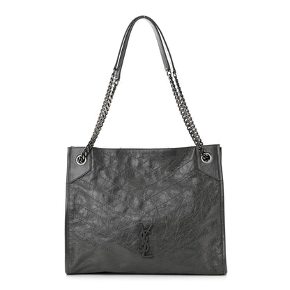 Saint Laurent Crinkled Calfskin Matelasse Monogram Medium Niki Shopper Tote Smog 1 of 10