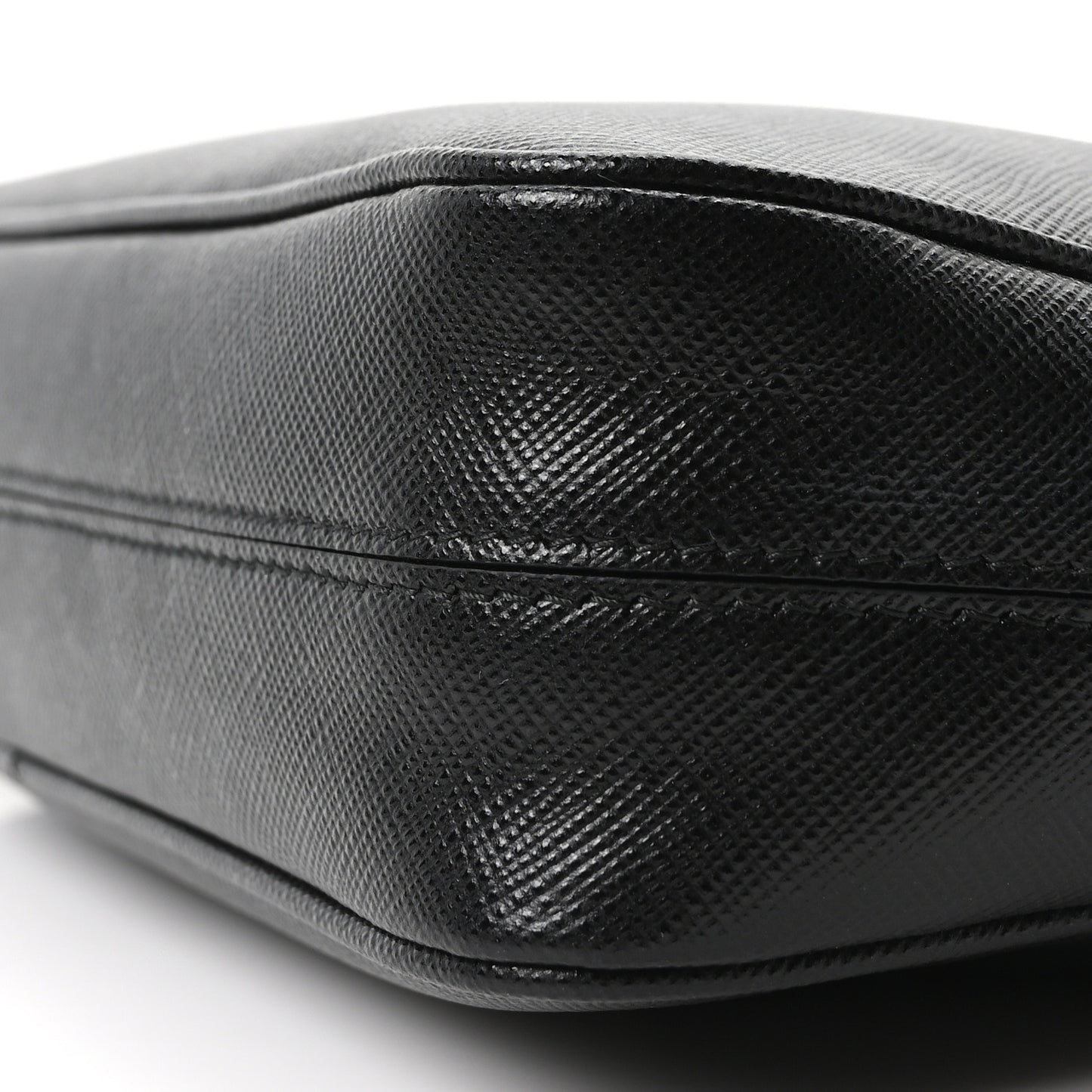 Saffiano Travel Pocket Zippered Shoulder Bag Black