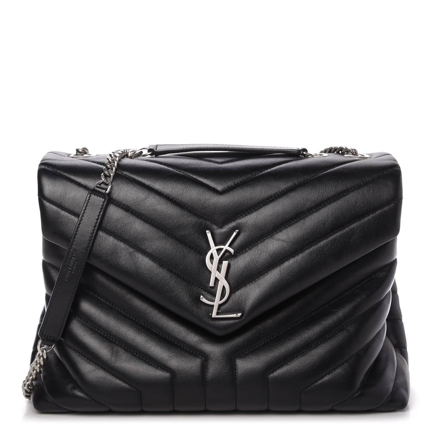 Saint Laurent Calfskin Y Quilted Monogram Medium Loulou Chain Satchel Black 1 of 12