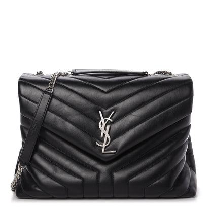 Saint Laurent Calfskin Y Quilted Monogram Medium Loulou Chain Satchel Black 1 of 12