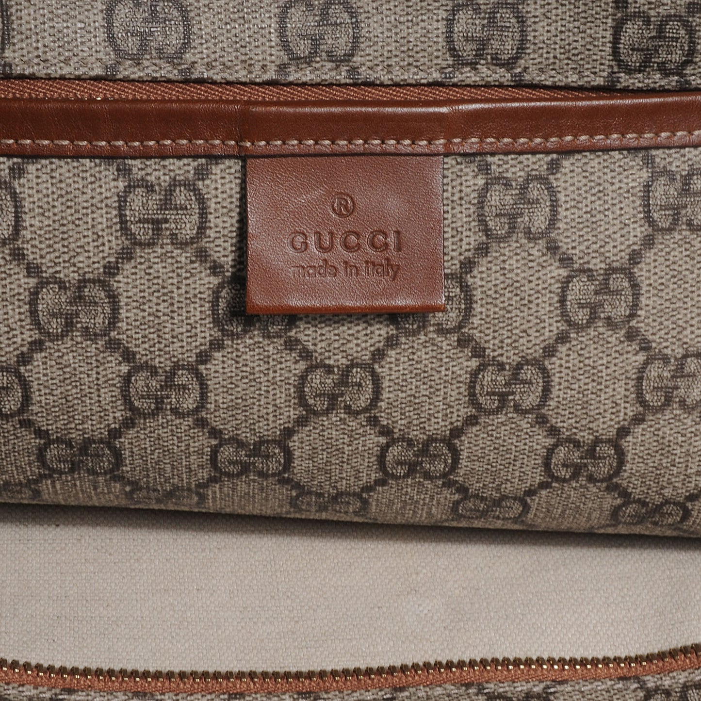GG Plus Monogram Large Signature Web Loop Tote Brown